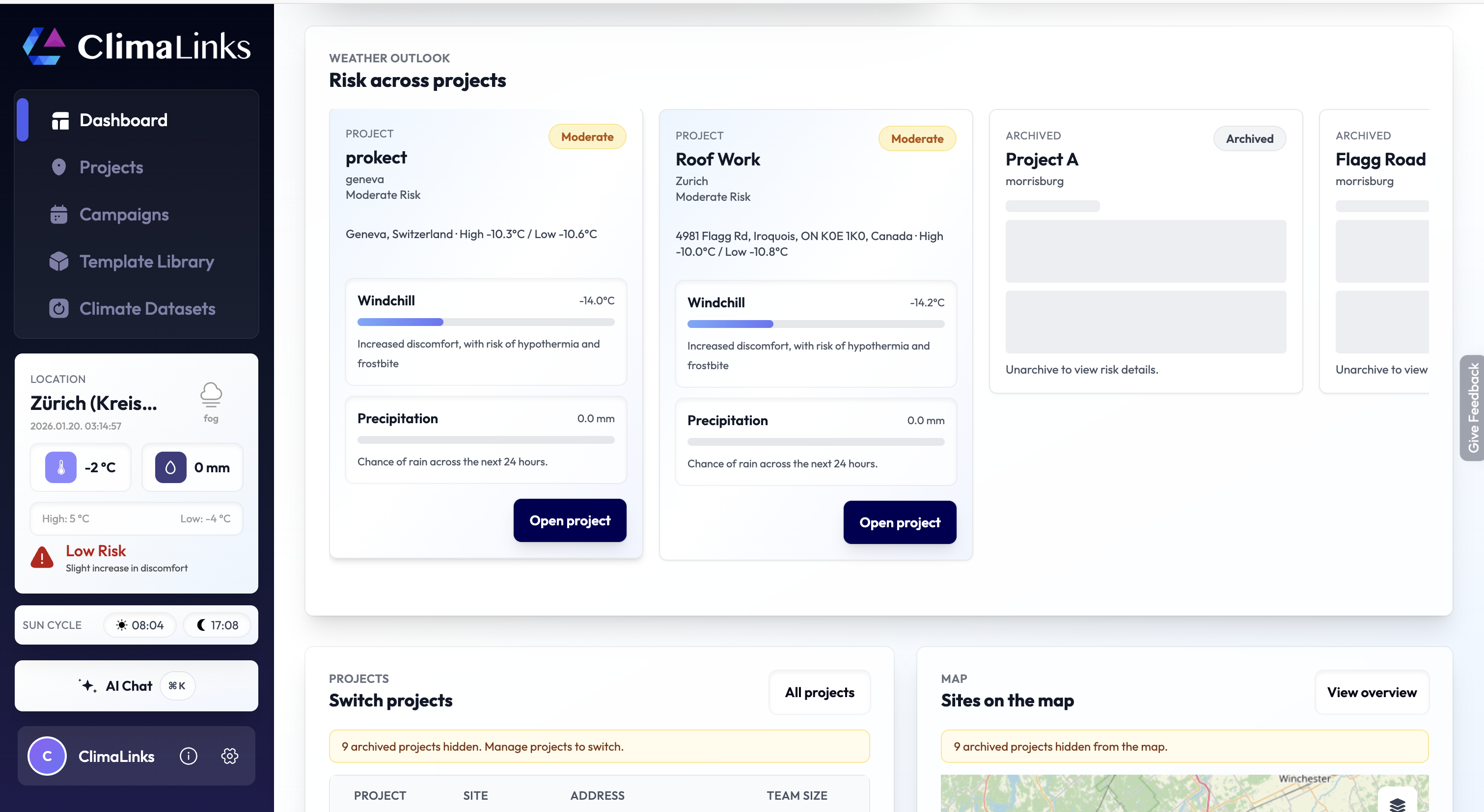 Multi-project hazard overview