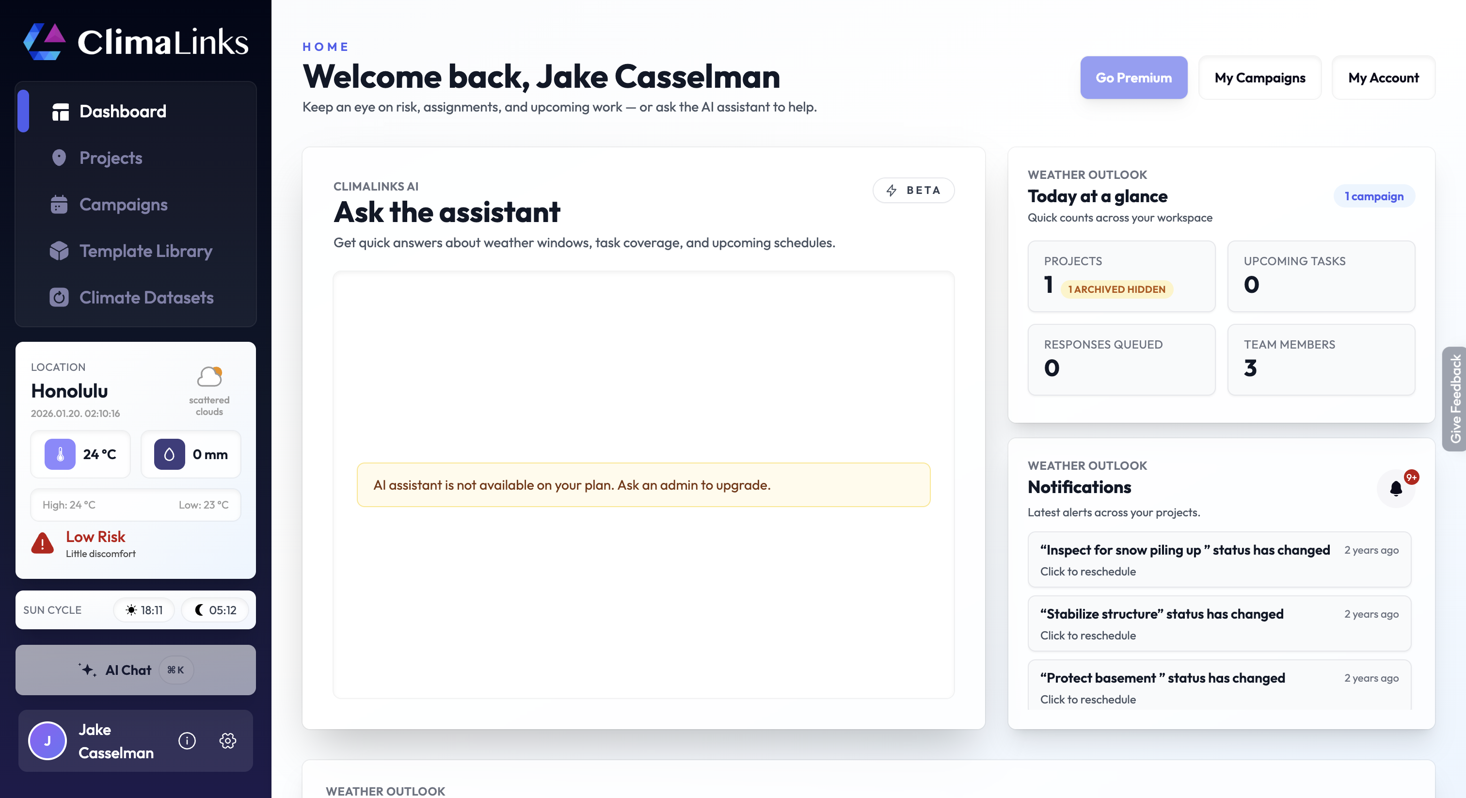ClimaLinks UI Overview