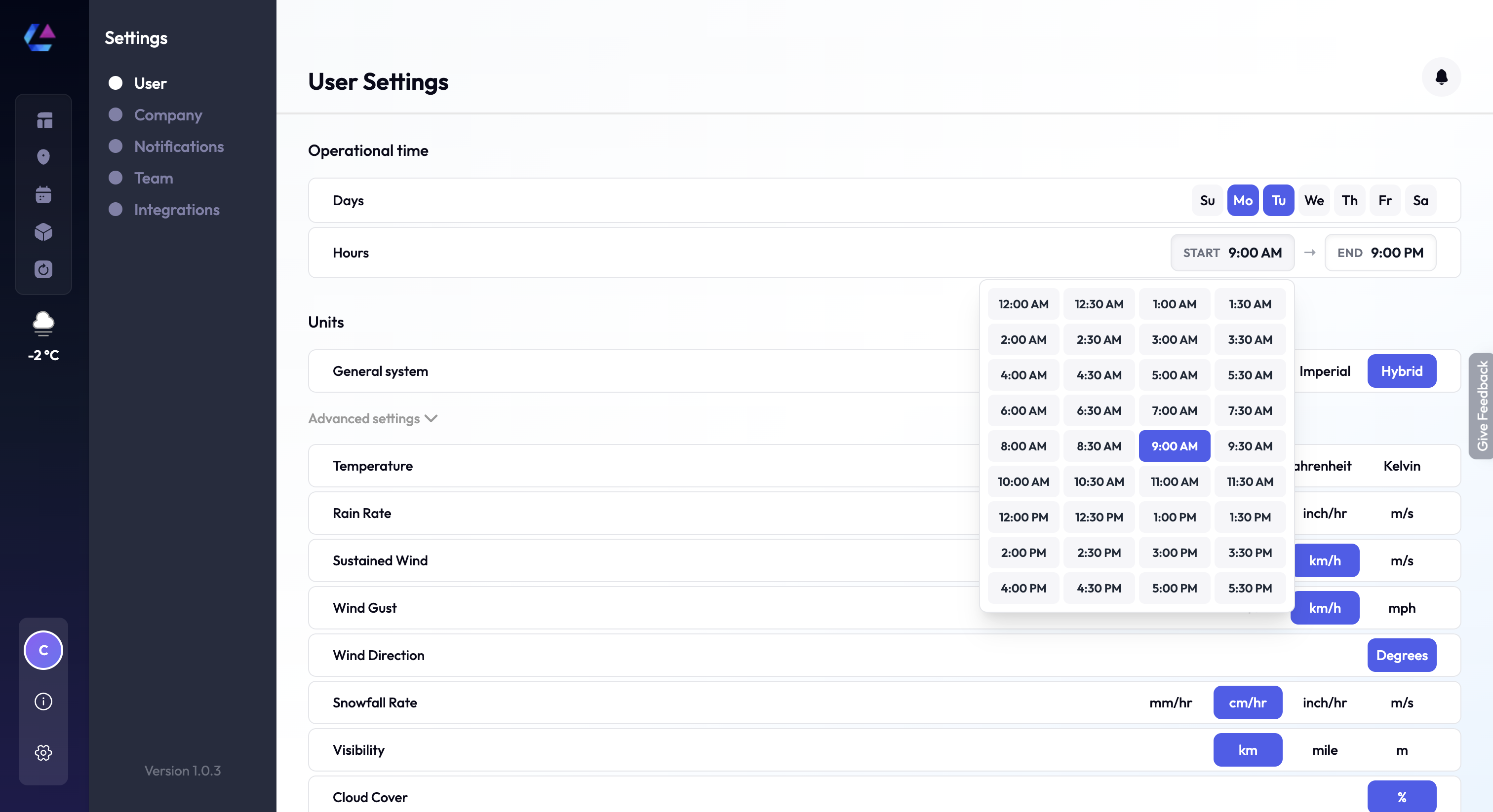 General Settings Home